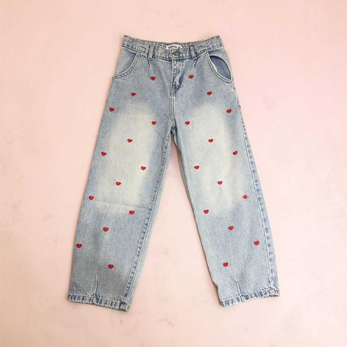 Heart Print Straight Jeans