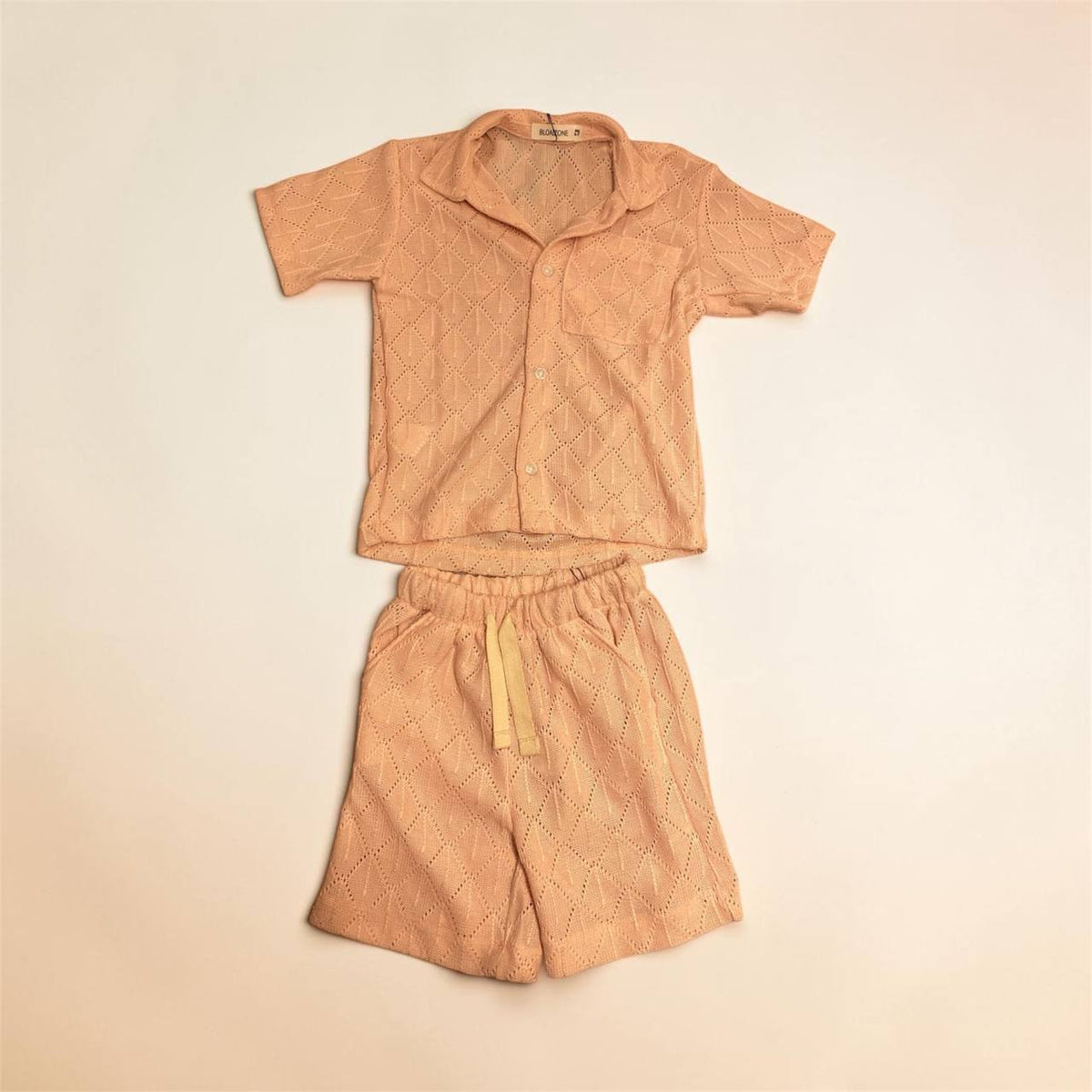 Patterned Knit Button-Down Shirt and Shorts Set #1251-1252
