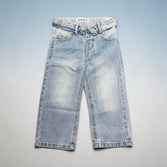 Foldover Waist Wide Jeans