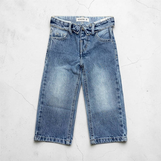 Foldover Waist Wide Jeans