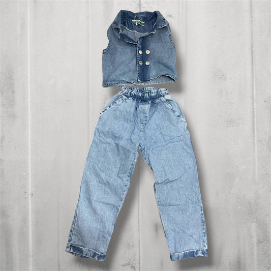 Girls 2-Piece Denim Vest & Pants Set