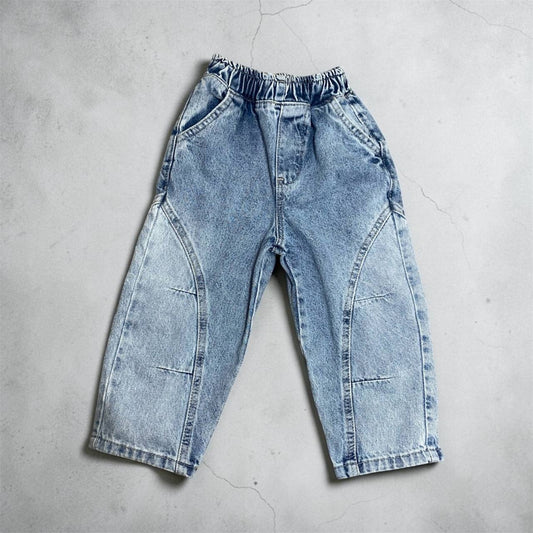 Elastic Waist Barrel Jeans